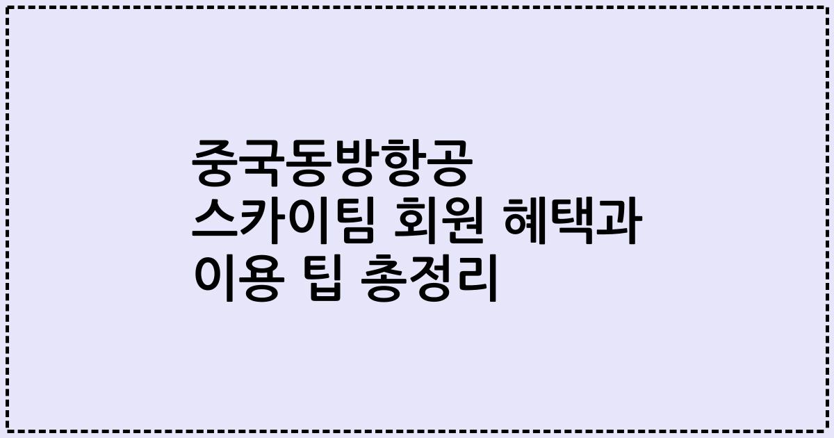 중국동방항공 스카이팀 회원 혜택과 이용 팁 총정리