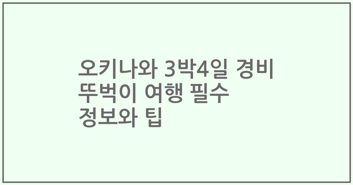 오키나와 3박4일 경비 뚜벅이 여행 필수 정보와 팁